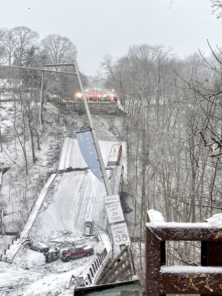 Scary images from a collapsed bridge in Pennsylvania, at least ten injured